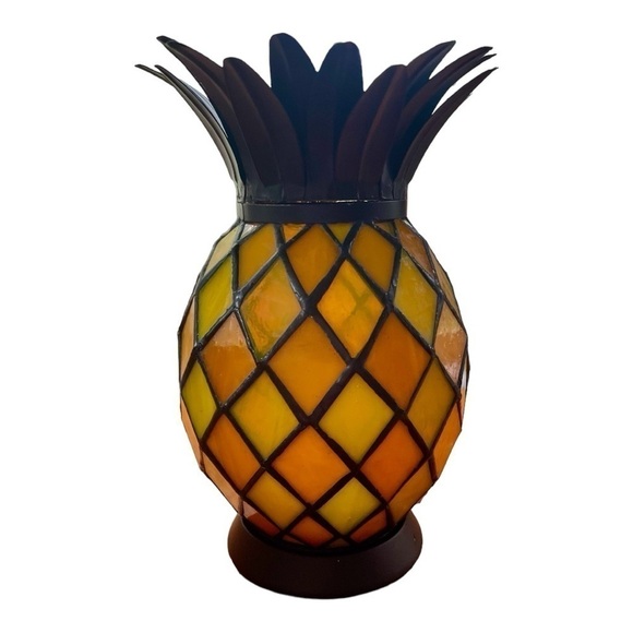 Partylite pineapple candle holder, tea lights or voltives, stained glass look - Picture 3 of 6